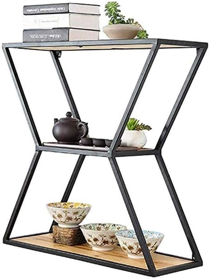 VIDI Wrought Iron Wall Mount，3 Layers Flower Stand Plant Frame Black Metal Display Shelf, Mounted Size 60cm