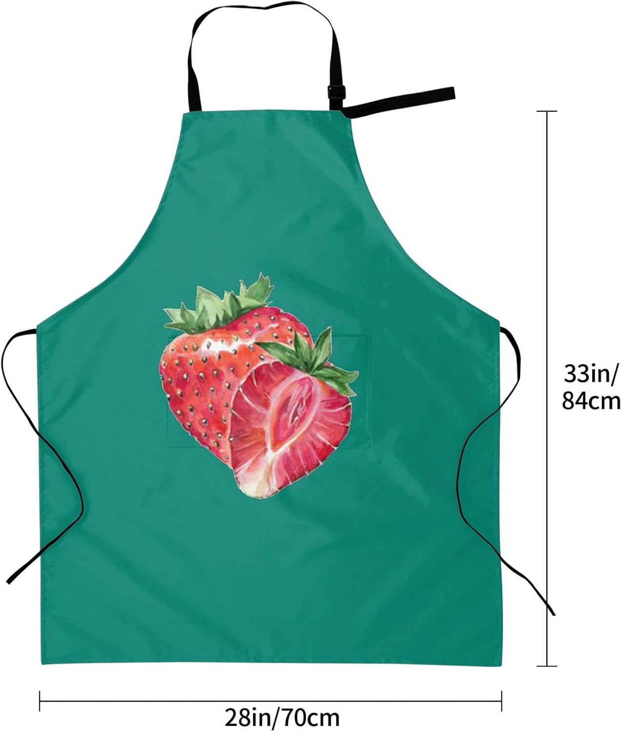 Strawberry print Waterproof apron with pocket adjustable cooking apron for adult kitchen bibs to bake