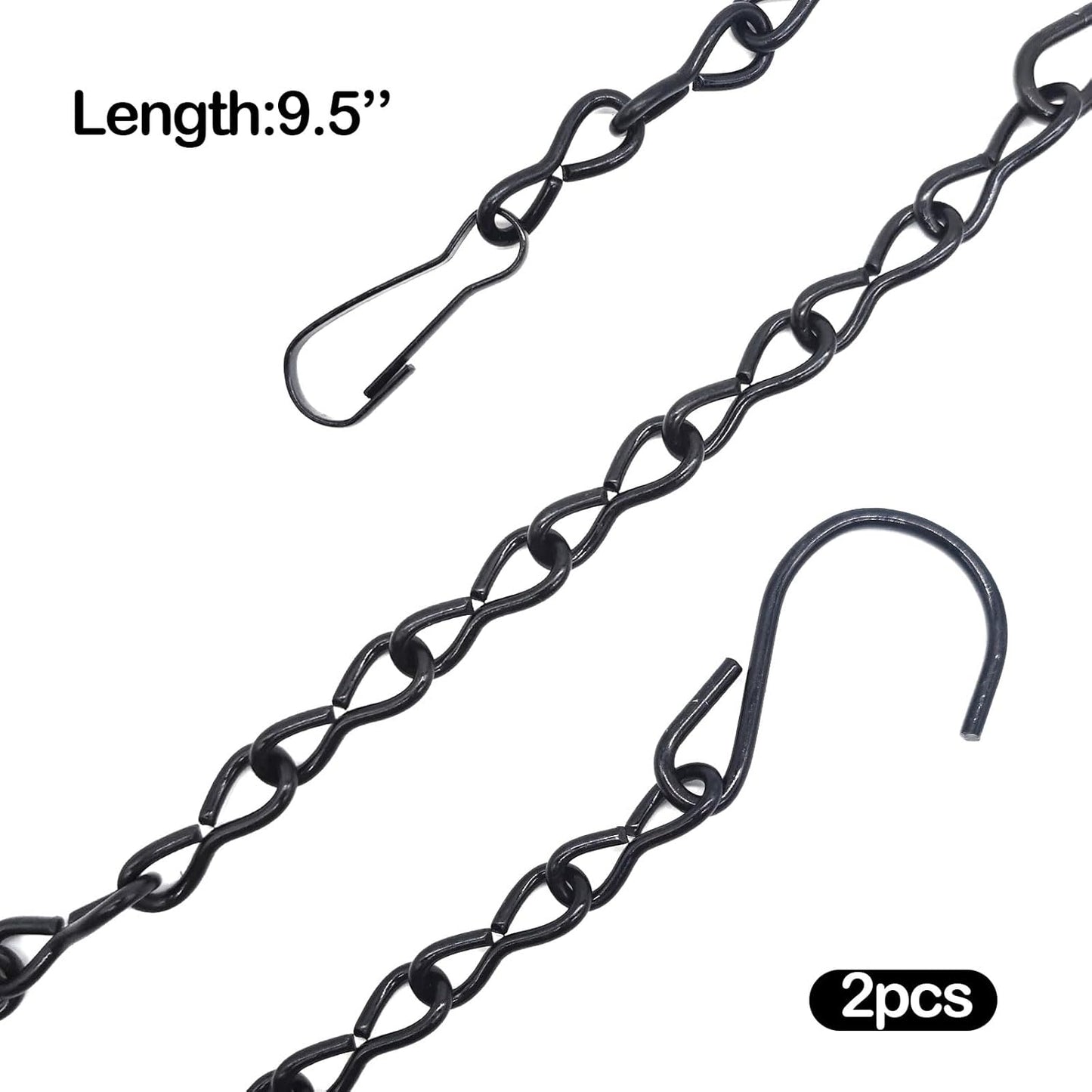BlingKingdom 2pcs 9.5 Inch Black Hanging Chains for Bird Feeders, Planters, Lanterns, Lanterns, Suet Baskets, Wind Chimes, Chains Signs and Ornaments