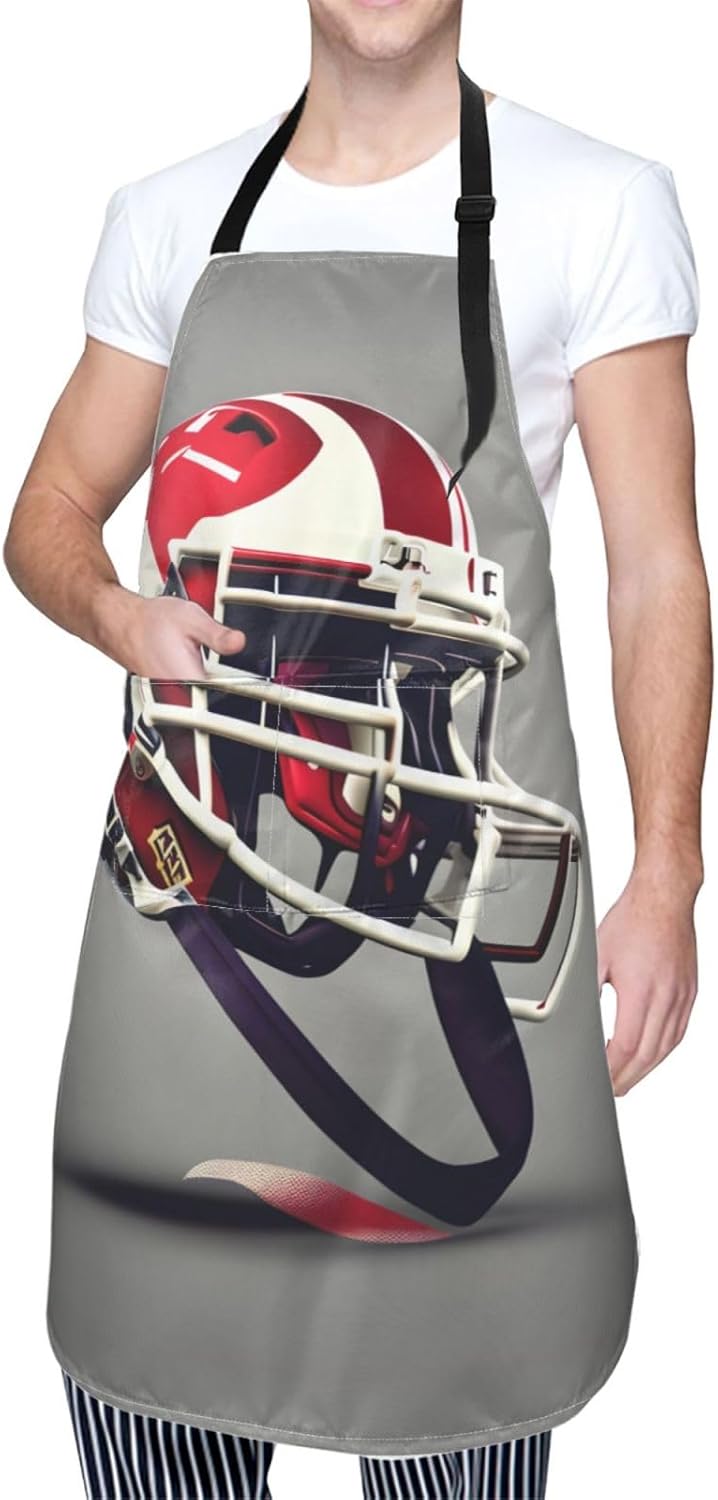 American Football Print Laundry apron 28x33 In Waterproof Kitchen Apron with Pockets for Cooking Baking