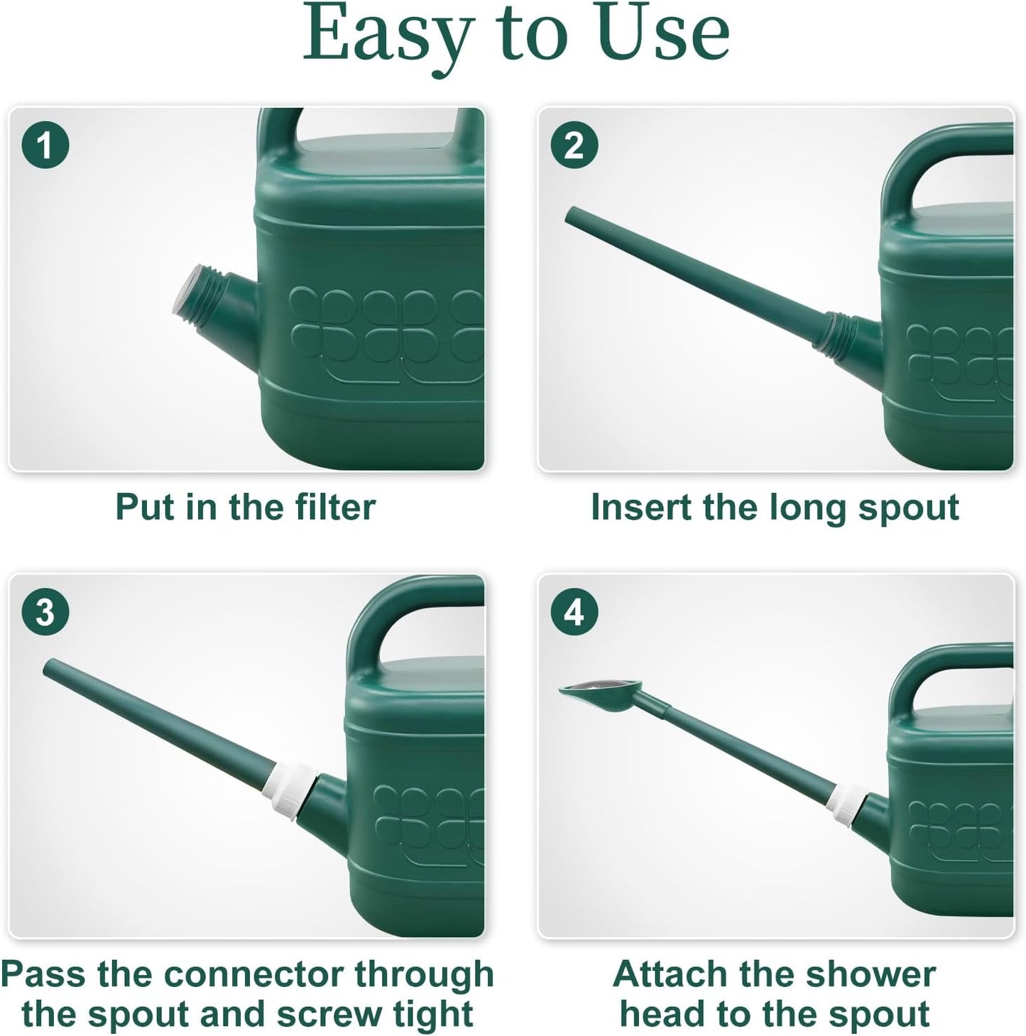 2 Gallon Watering Can, Garden Watering Can Outdoor, Plant Water Can wi