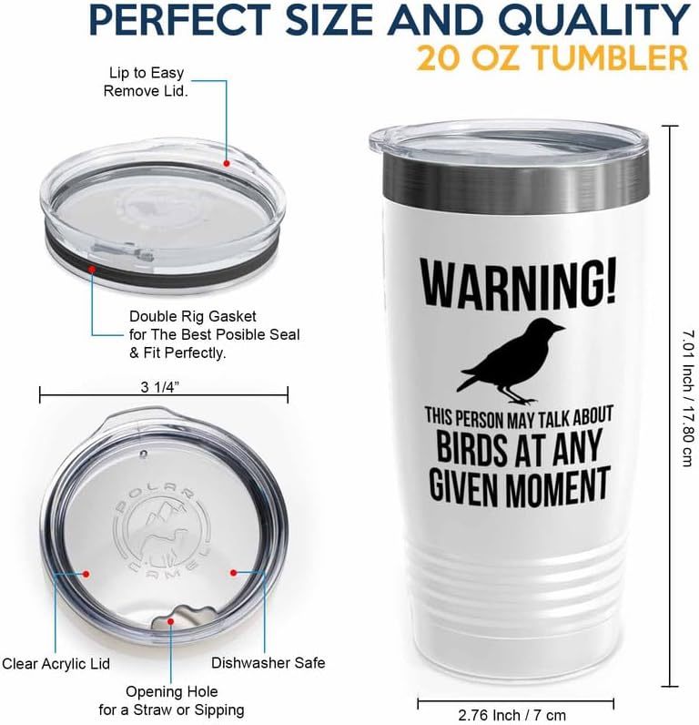 Birding White Edition Viking Tumbler 20oz - May talk about birds - Bird Feeder Backyard Birdwatcher Gifts Birding Bird Lover