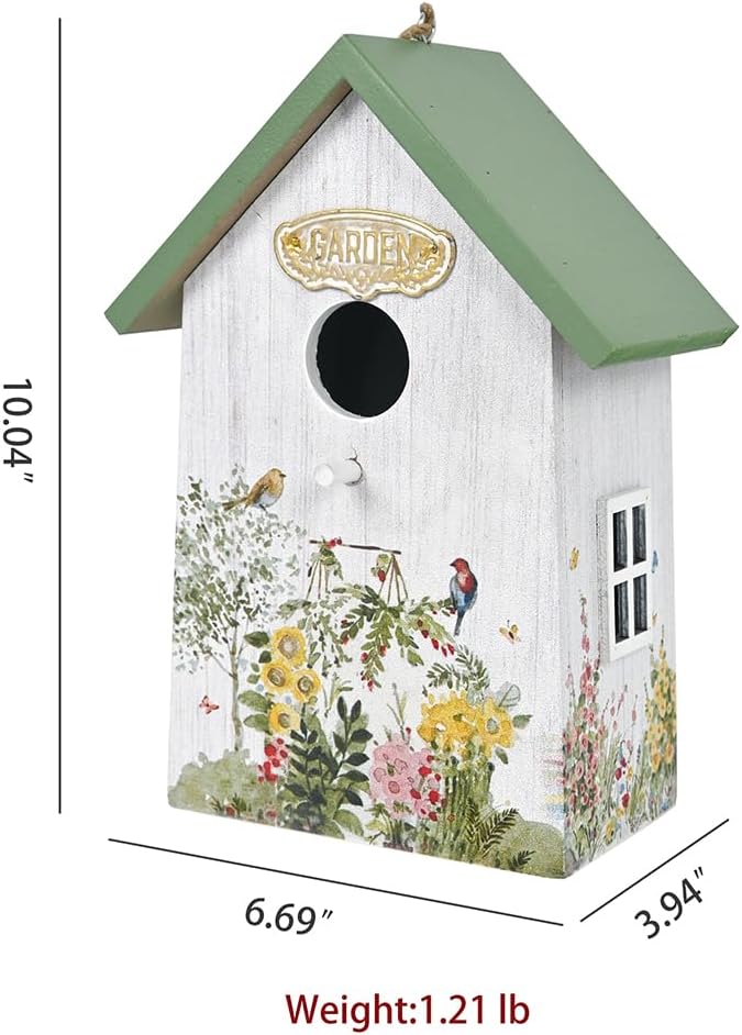 Wooden Humming Bird Houses for Outside Hanging Birdhouses for Outdoors Unique Bird Nest for Hummingbird, Bluebird, Wren, Chickadee, Sparrow, Decorative Garden Bird House for Bird Lover