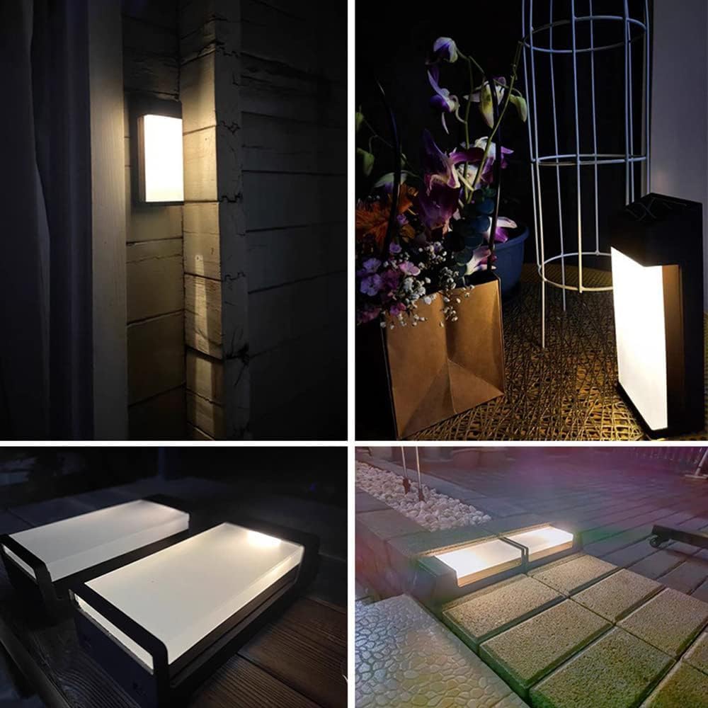 Wall Sconces Garden Lamps Fence 2-Pack Solar Lights Outdoor Sconce Modern Porch Lighting Fixtures Outside Lanterns Compatible with Door Front Patio Garage Entryway
