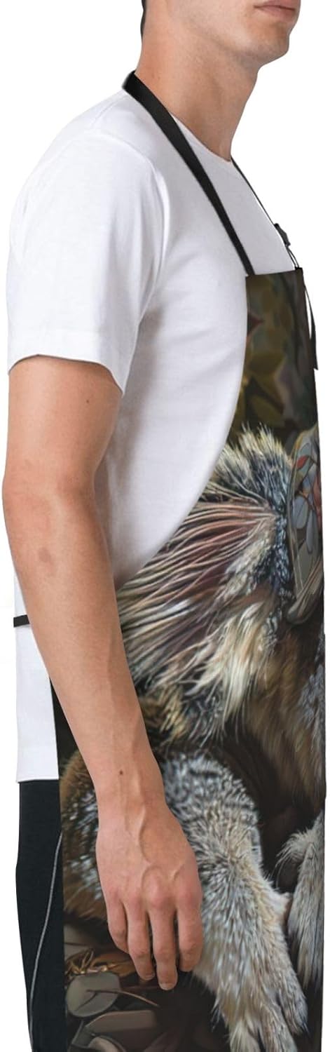 sleeping koala cap Print Laundry apron 28x33 In Waterproof Kitchen Apron with Pockets for Cooking Baking