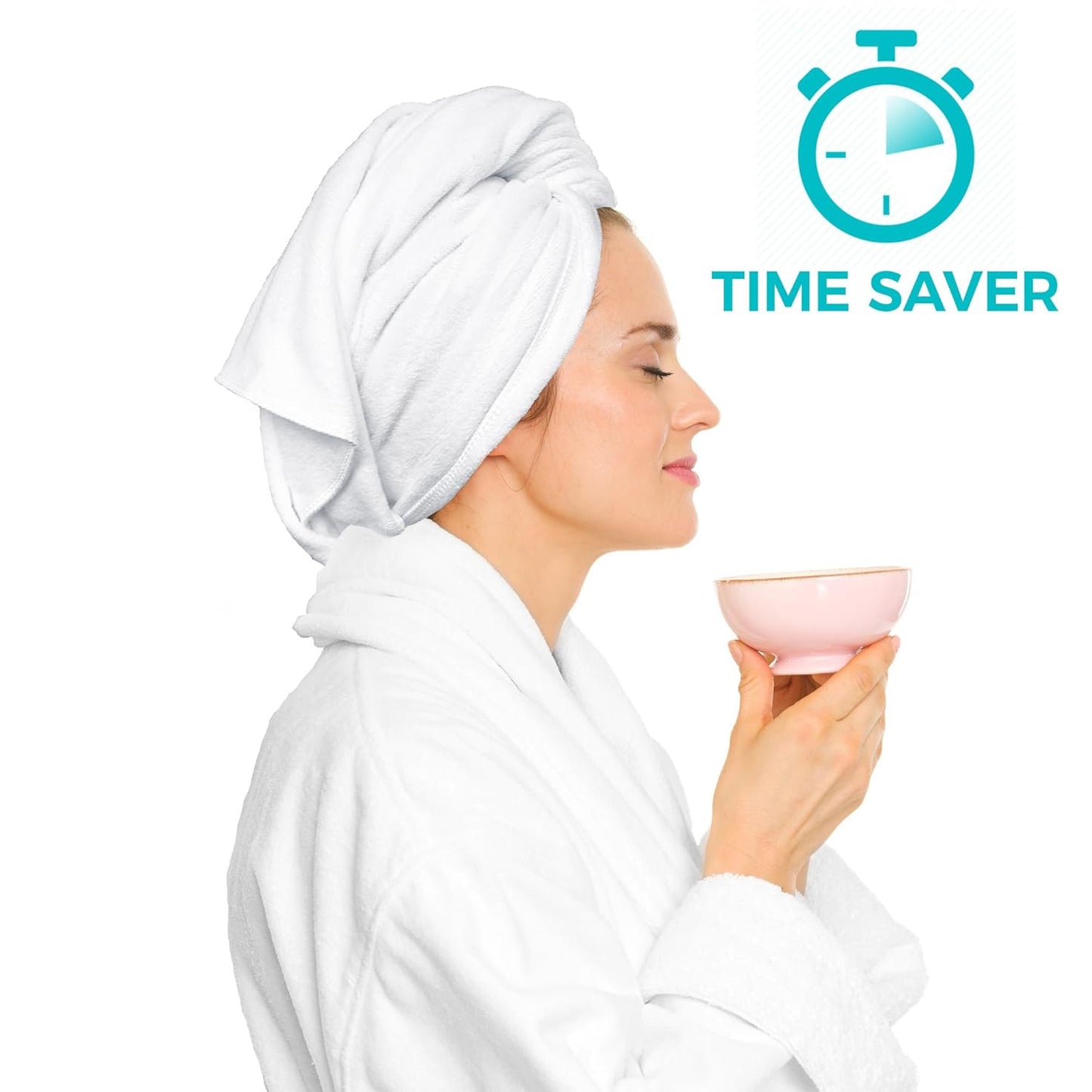 Bondi SPA 극세사 헤어 타월 - 머리카락을 50% 빠르게 건조 - 모든 모발 유형에 맞는 곱슬거림 방지 타월 - 흡수력이 뛰어나고 부드러움 - XL (직사각형)