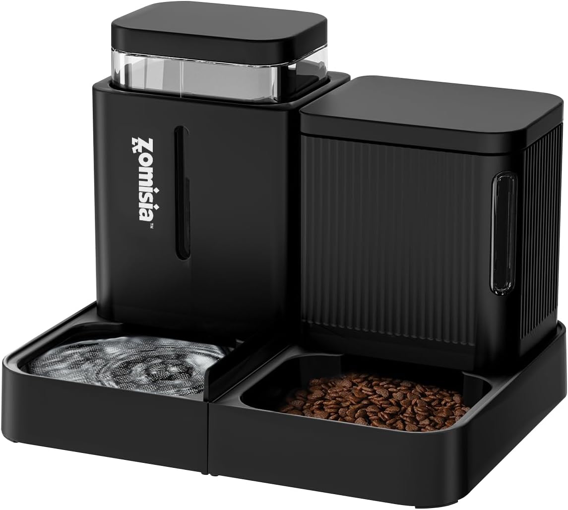 Automatic Cat Feeder and Water Dispenser Set, 2 in 1 Gravity Cat Food 