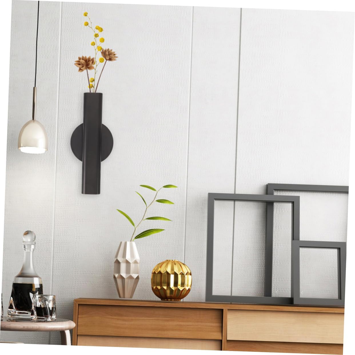Milisten Chic Wall Flower Vase Holder Metal Tube Flower Pot for Home D