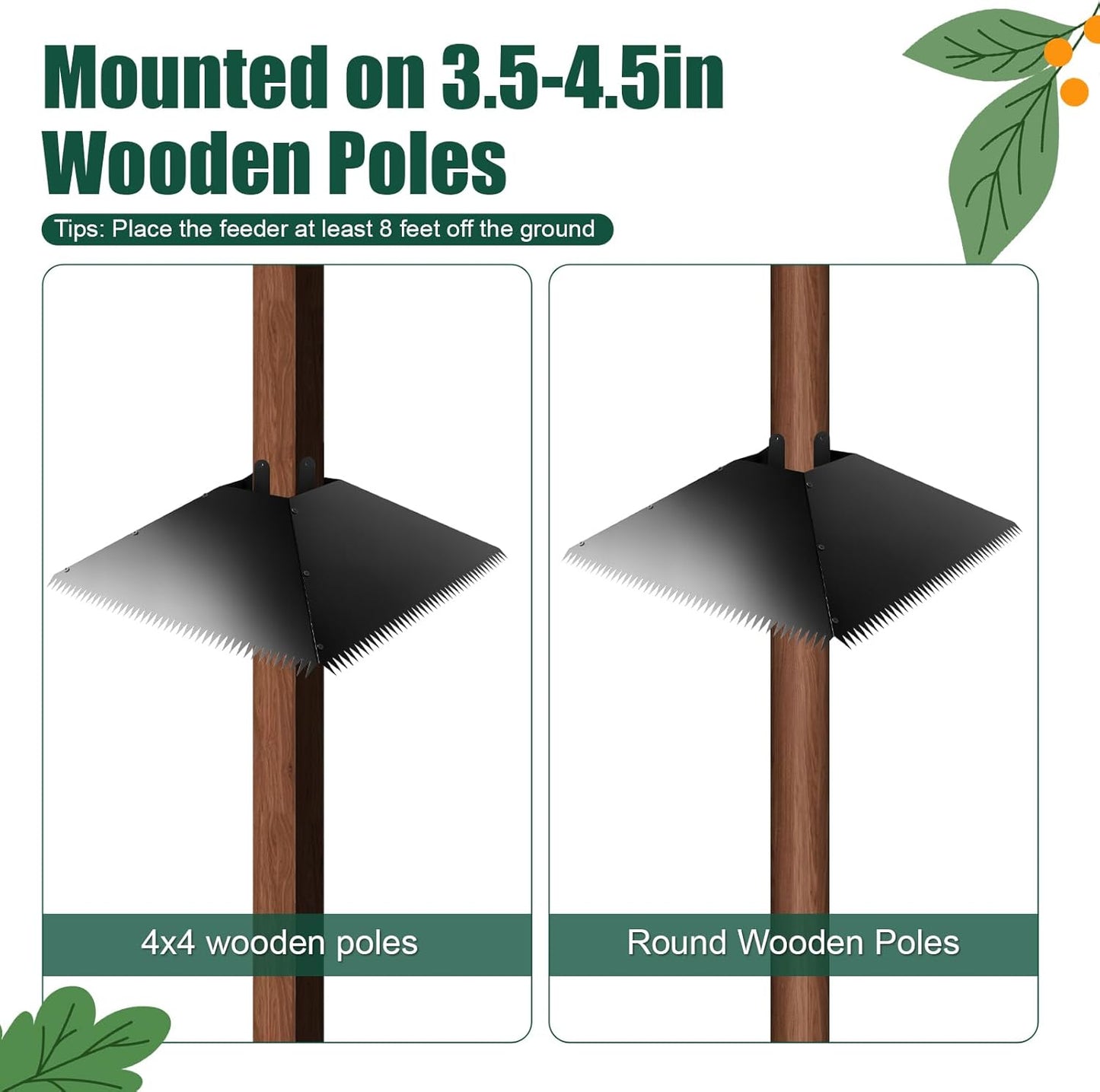 Metal Squirrel Baffle for 4x4 Post, 17 Inch Squirrel Guard for for Bird Feeder Poles, Wooden Pole Mount Squirrel Proof to Keep Squirrels and Raccoons Out of Bird feeders, Black