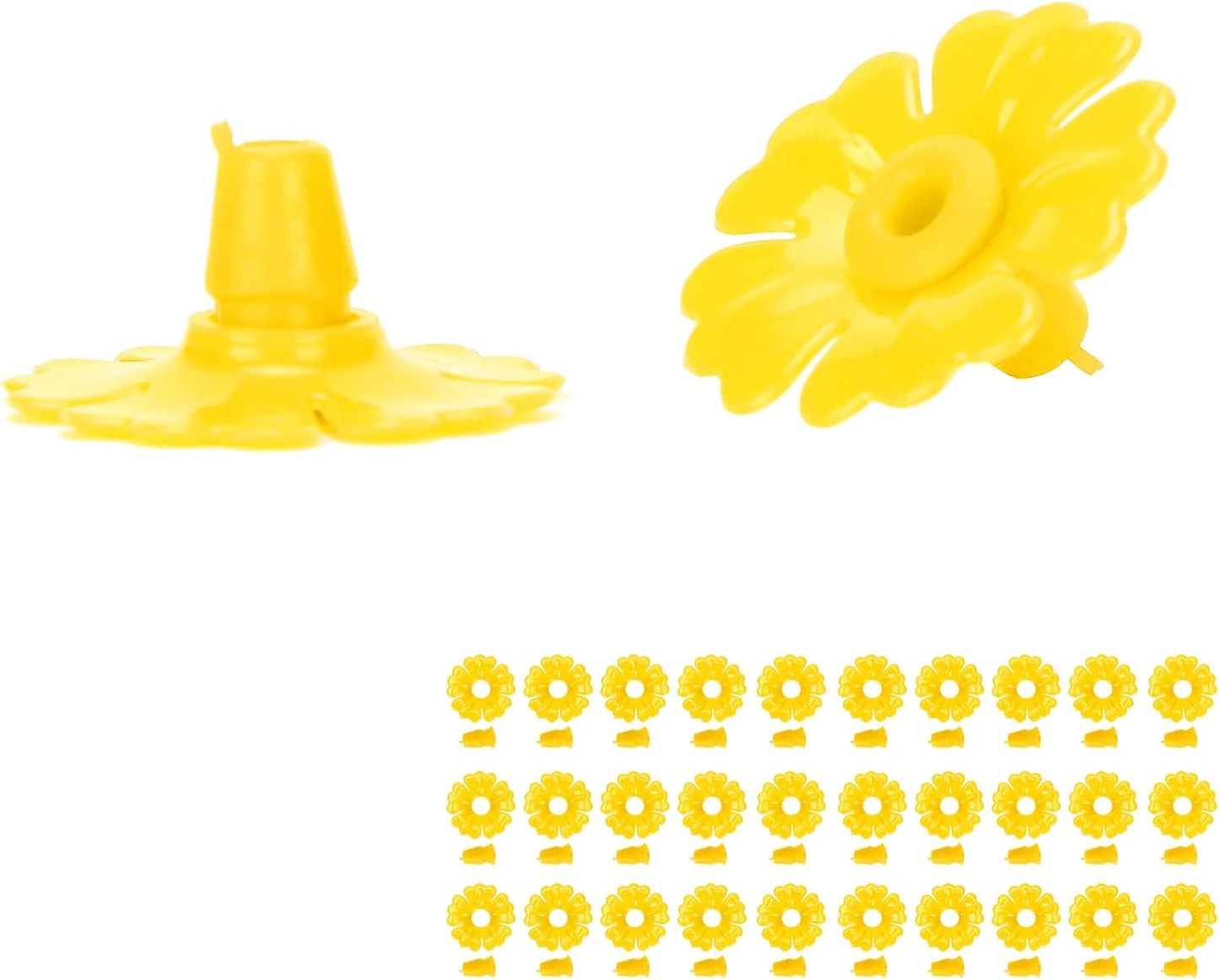 30 Set Hummingbird Feeder Flowers Hanging Bird Feeding Ports Replacement Parts for Bee Guards Feeding Hummingbird Outdoors Supplies(Yellow)