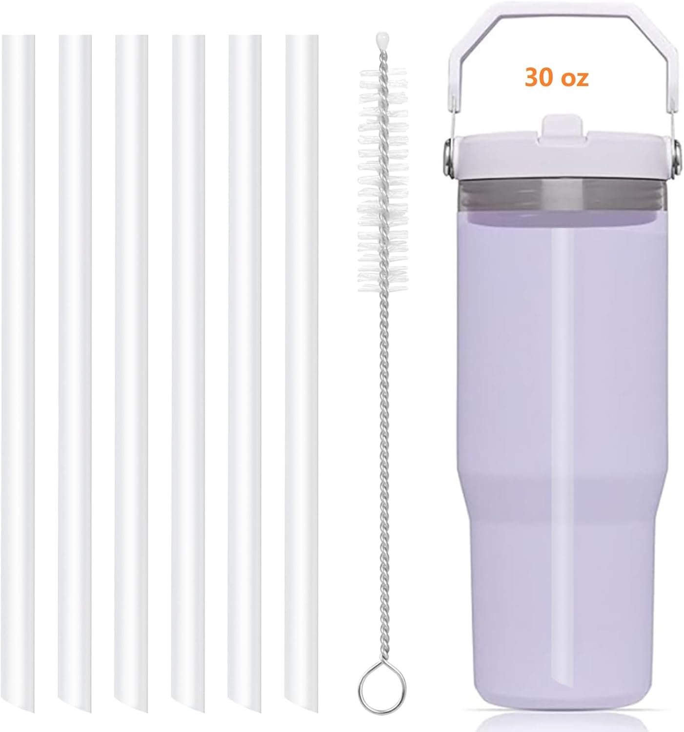 Replacement Straws ONLY Compatible with Stanley IceFlow Flip Straw Tumbler 30 oz,64 oz(Old Model)-Accessories included 6 Straws,1 Cleaning Brush