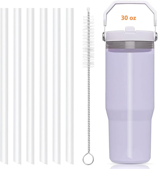 Replacement Straws ONLY Compatible with Stanley IceFlow Flip Straw Tumbler 30 oz,64 oz(Old Model)-Accessories included 6 Straws,1 Cleaning Brush