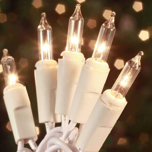 HISHINY Christmas Lights 100 Count Mini Clear Lights 21ft White Wire C