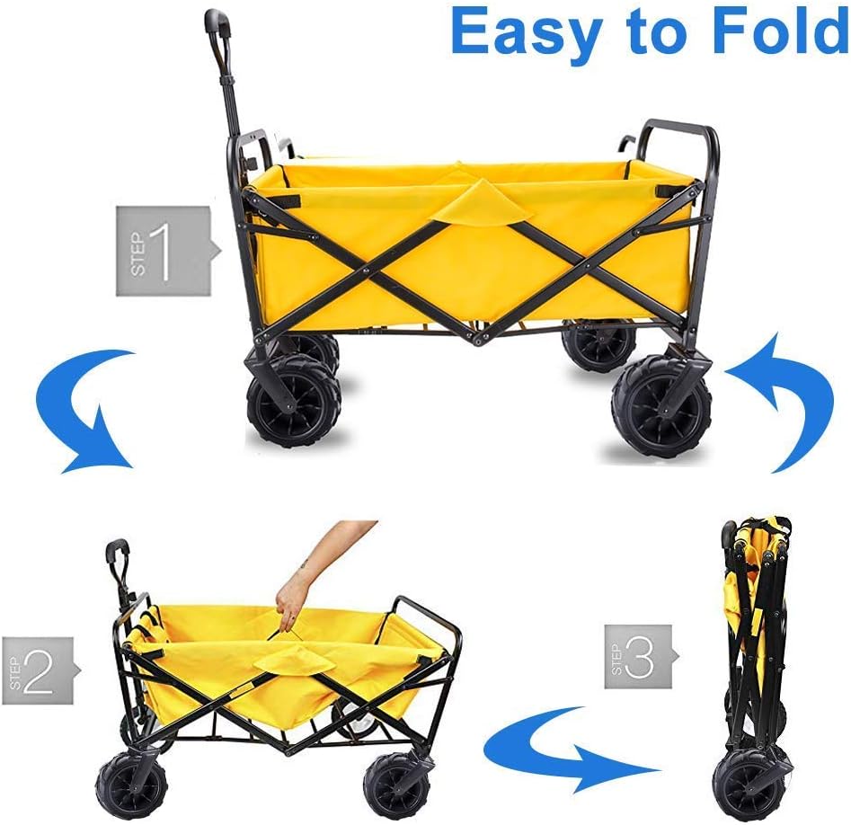 Garden Roly Foldable Cart High Durability Holiday Trolley Pull Truck Transporter with Brake Wheels Foldable 90kg/198lb Capacity Shopping Cart (E: Green) (F: Red) (B: Yellow)