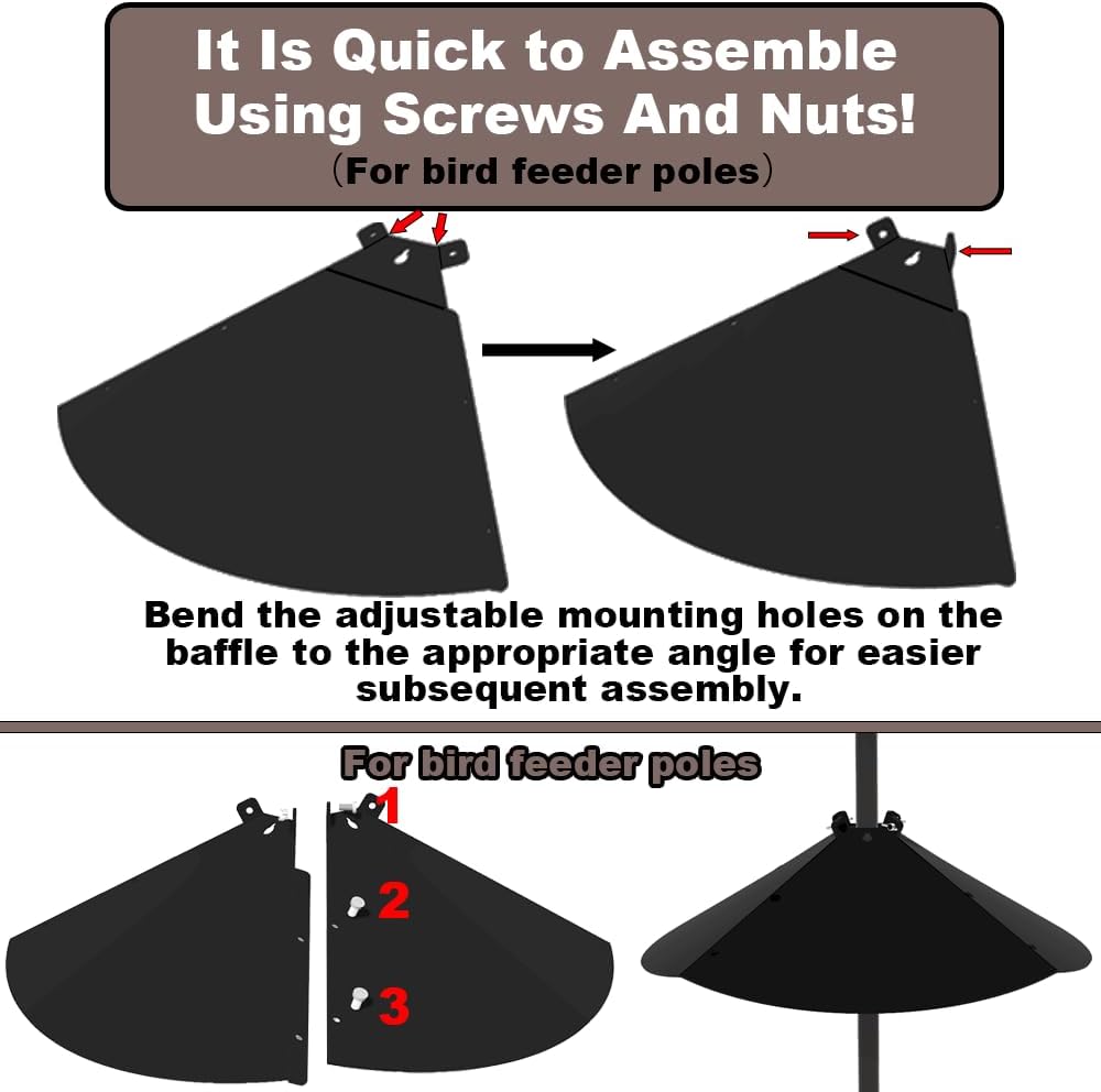 20 Inch Squirrel Baffle for Bird Feeder Pole, Adjustable Opening Size, for Up to 4x4 Inch Wide Wooden Post, Outside Pole Mount Bird House Guard for Outdoor Shepherd’s Hook.