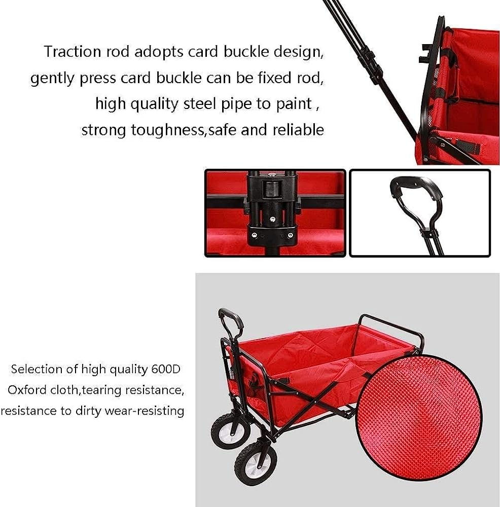 Handcart, Portable Folding Garden Trolley Cart Heavy Duty Wagon with C