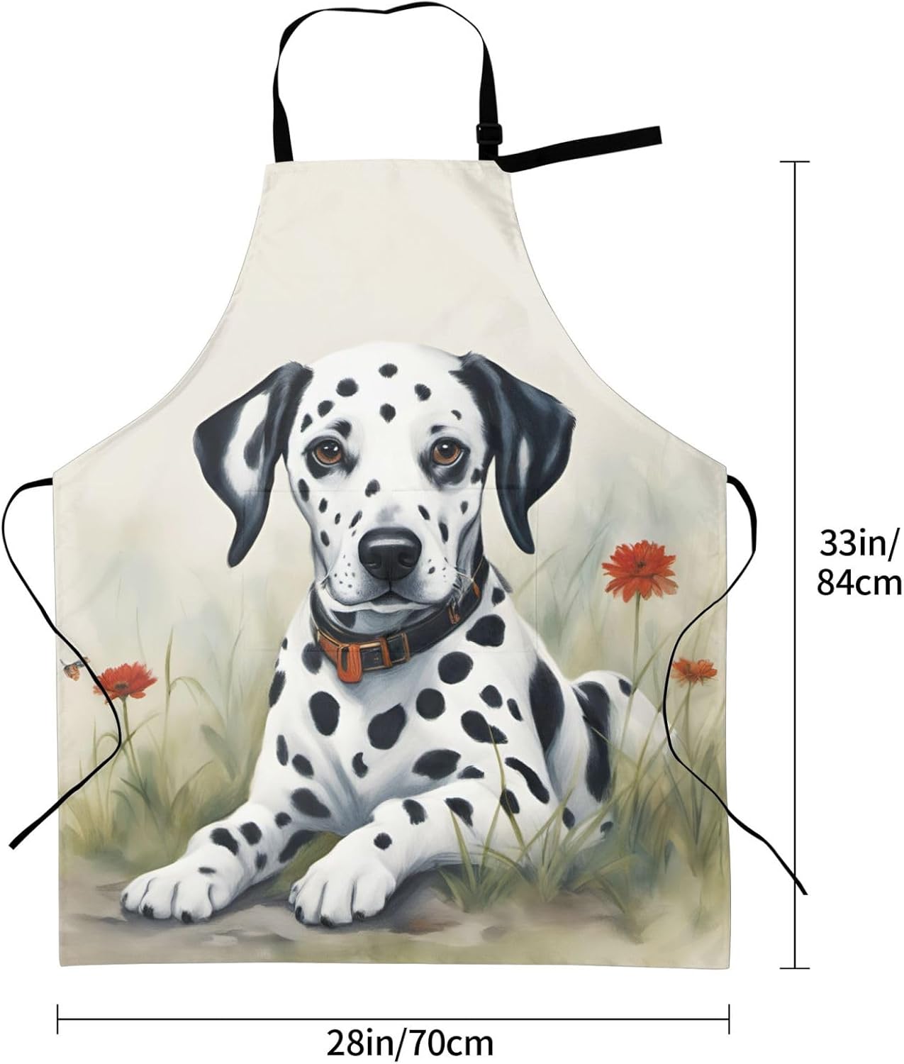 Dalmatian print Waterproof chef's apron with pocket apron for kitchen cooking baking barbecue and gardening