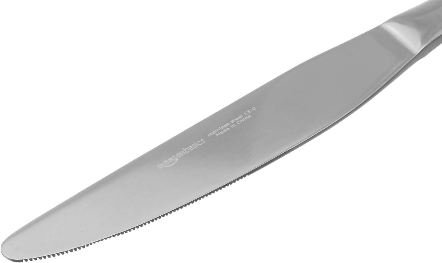 Amazon Basics Stainless Steel Dinner Knives with Round Edge, Silverwar