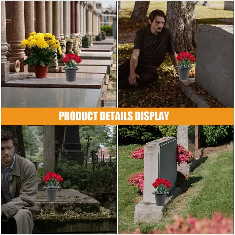 Yardwe Cemetery Flower Holders with Lotus Base 16-Hole Plastic Grave V