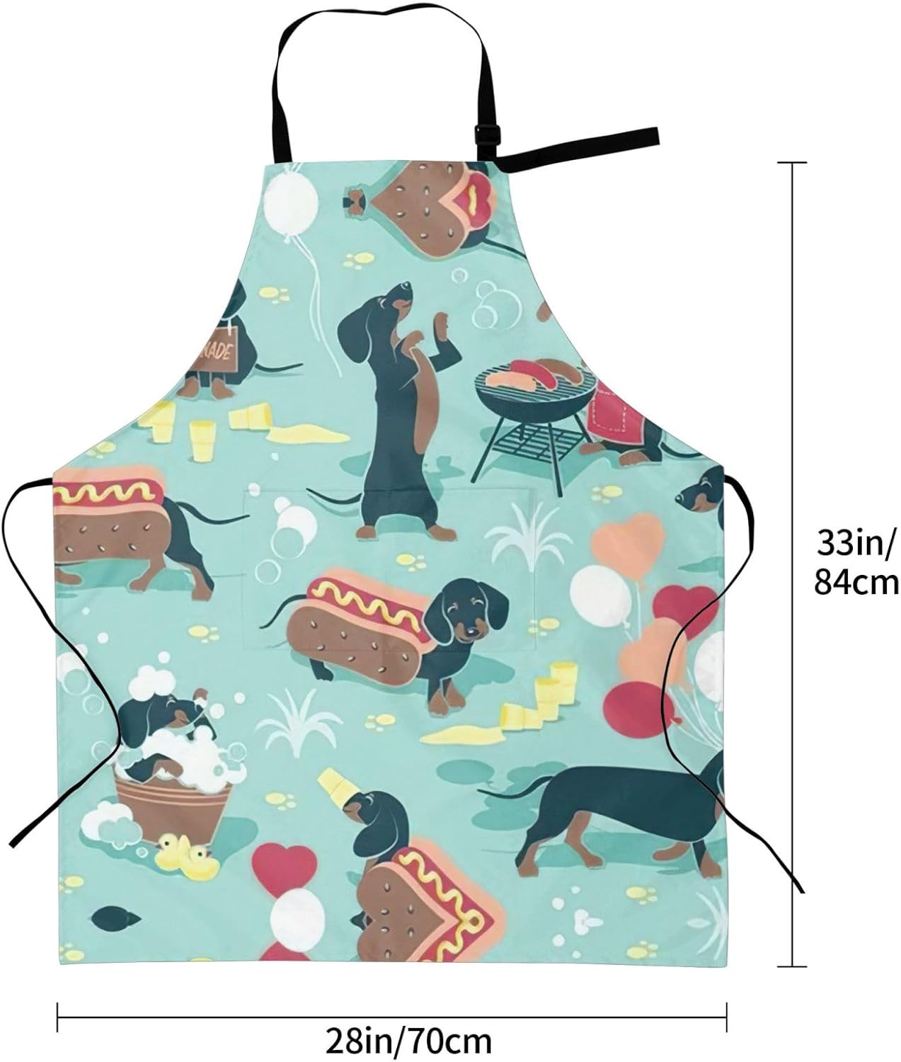 Hot Dogs and Lemonade Print Laundry apron 28x33 In Waterproof Kitchen Apron with Pockets for Cooking Baking