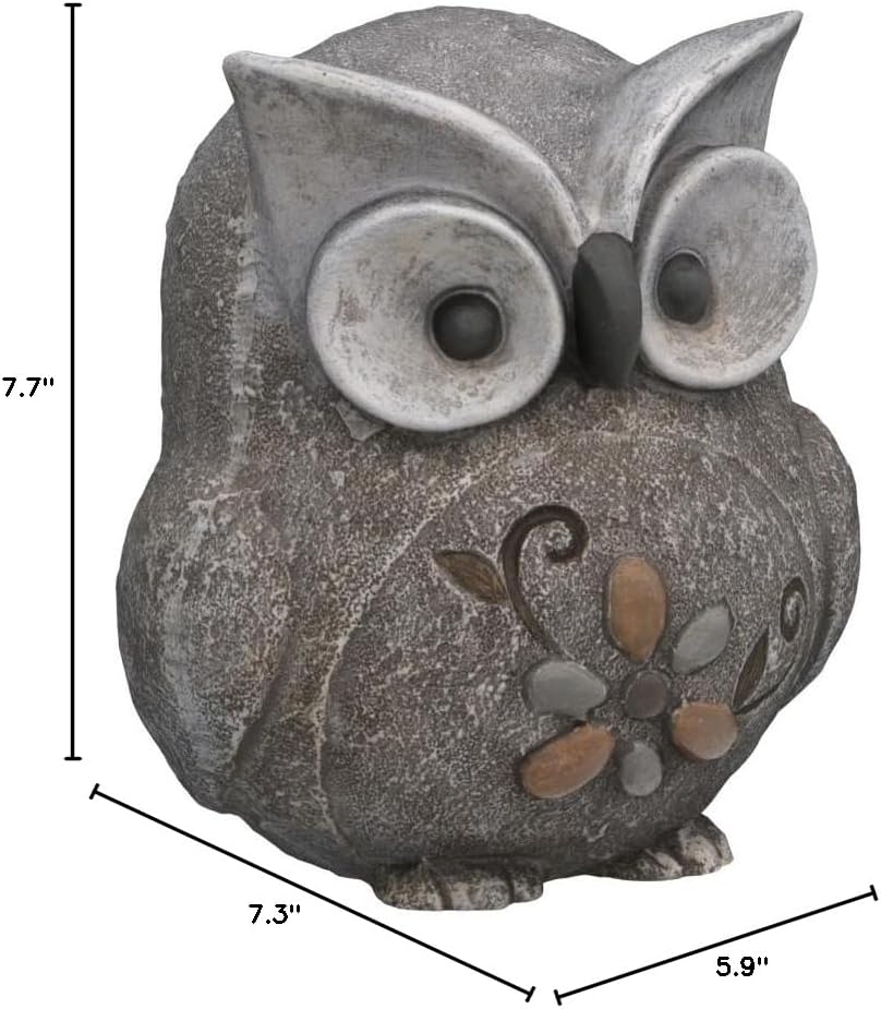 Roman 7.75" H Pebble Owl Statue Pudgy Pals, Garden Decor, Garden Gift