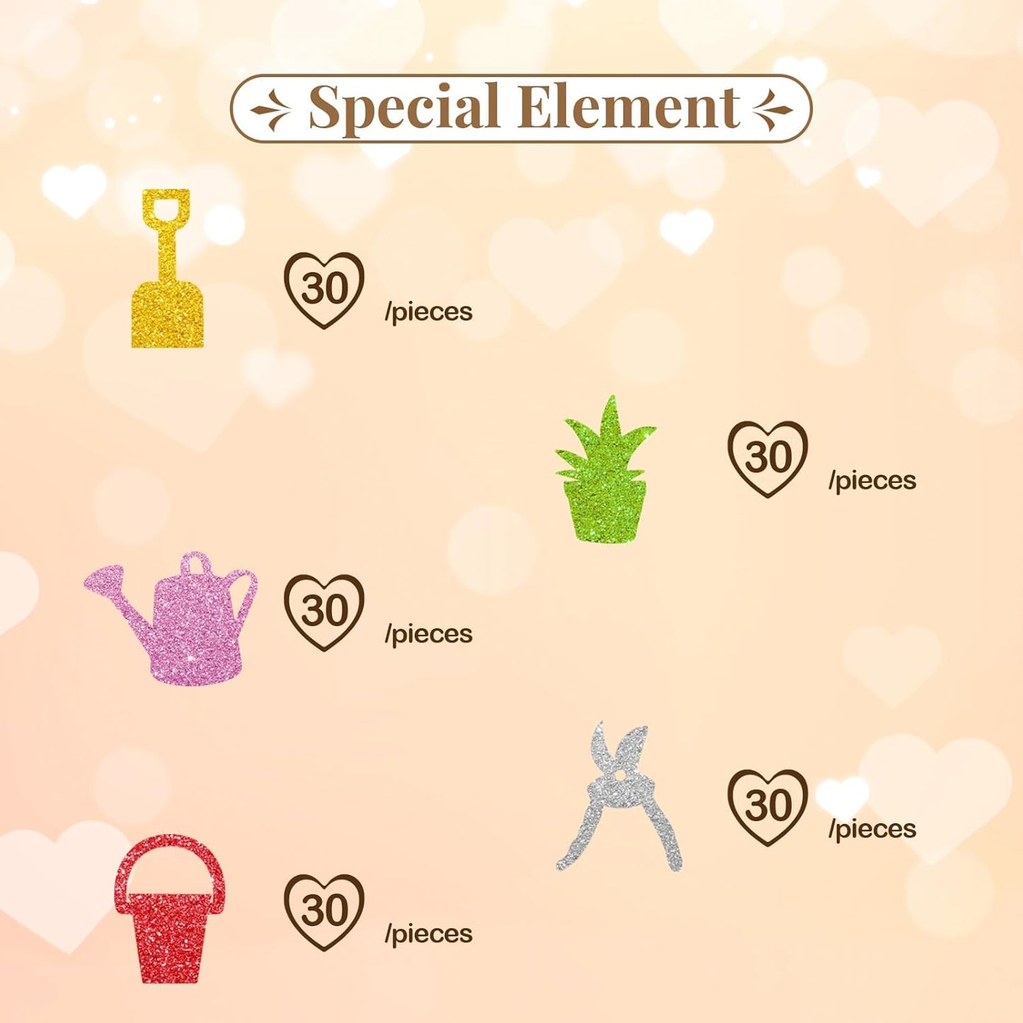 150pcs Gardening Confetti, Garden Tool Table Confetti, Green&Pink Glitter Shovel Watering Can Plants Paper Scatter, Plant Lover Birthday/Retirement Party Decoration