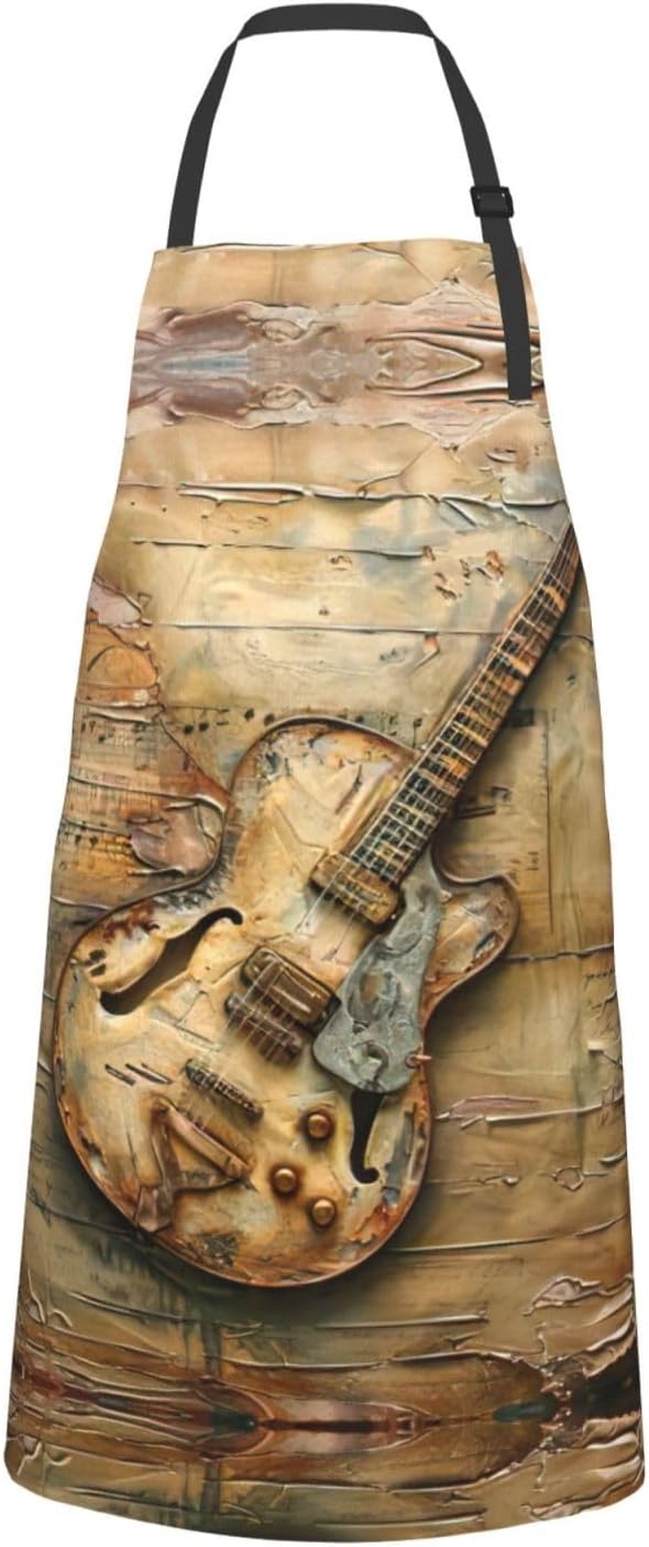 Nice Guitar print Waterproof chef's apron with pocket apron for kitchen cooking baking barbecue and gardening