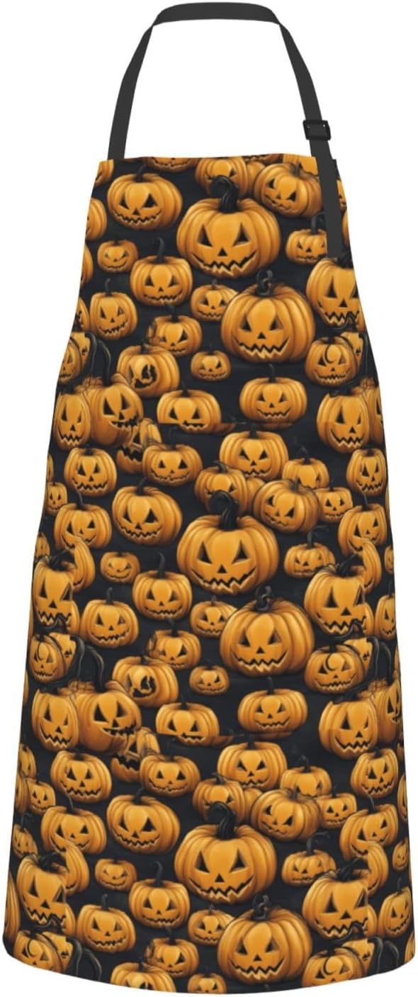 YANYU Halloween Print 28x33 In Kitchen Apron Stylish Chef Apron with Pockets for Cooking Baking Painting