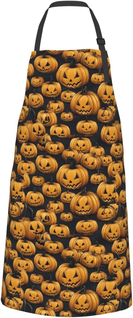 YANYU Halloween Print 28x33 In Kitchen Apron Stylish Chef Apron with Pockets for Cooking Baking Painting