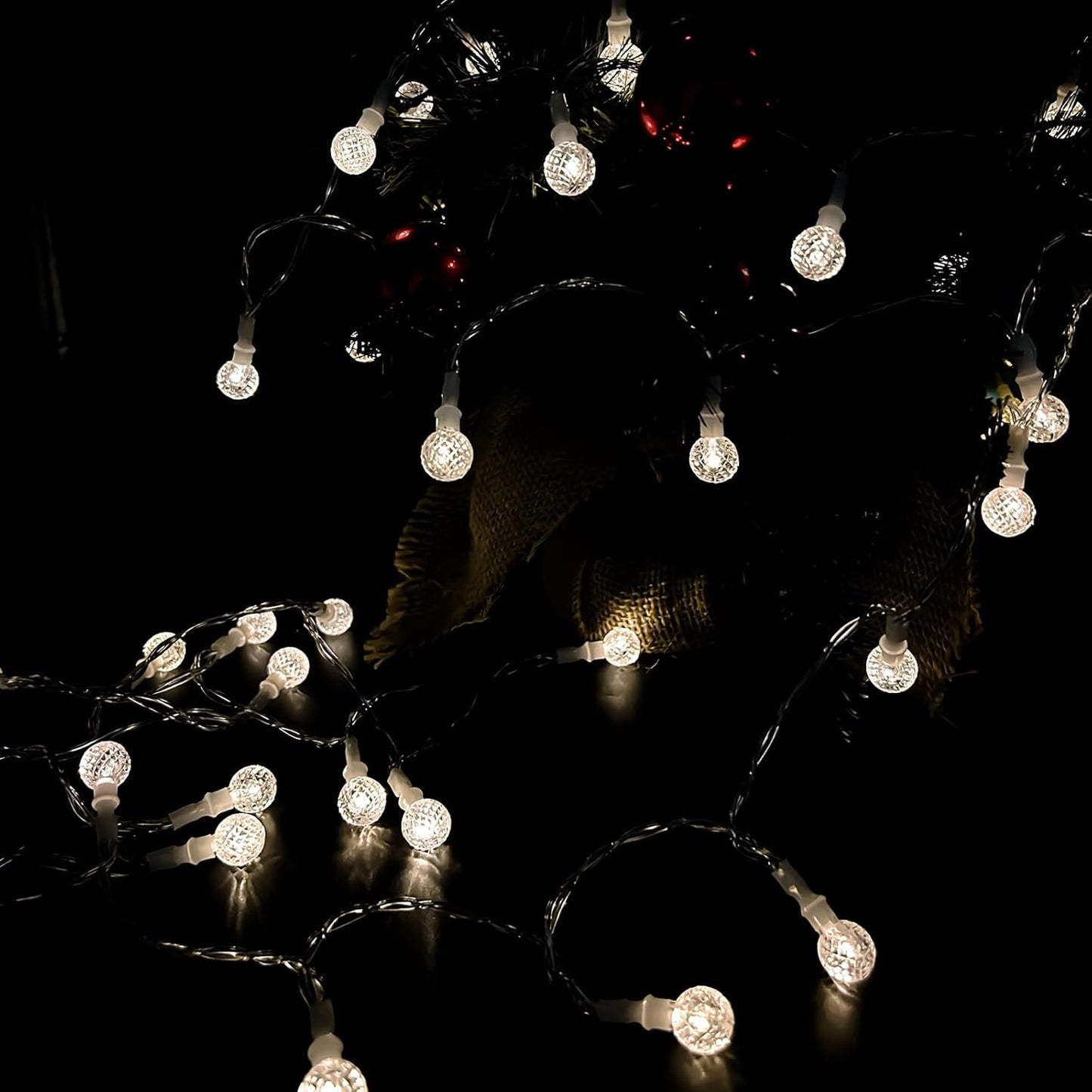 Anycosy Christmas String Lights G3, 100 LEDs Globe Solar Operated Strings Lights Warm White 8 Modes & Timer for Xmas Tree Garden Patio Outdoor Christmas Decorations (G3-100LED-Solar-Warm White)