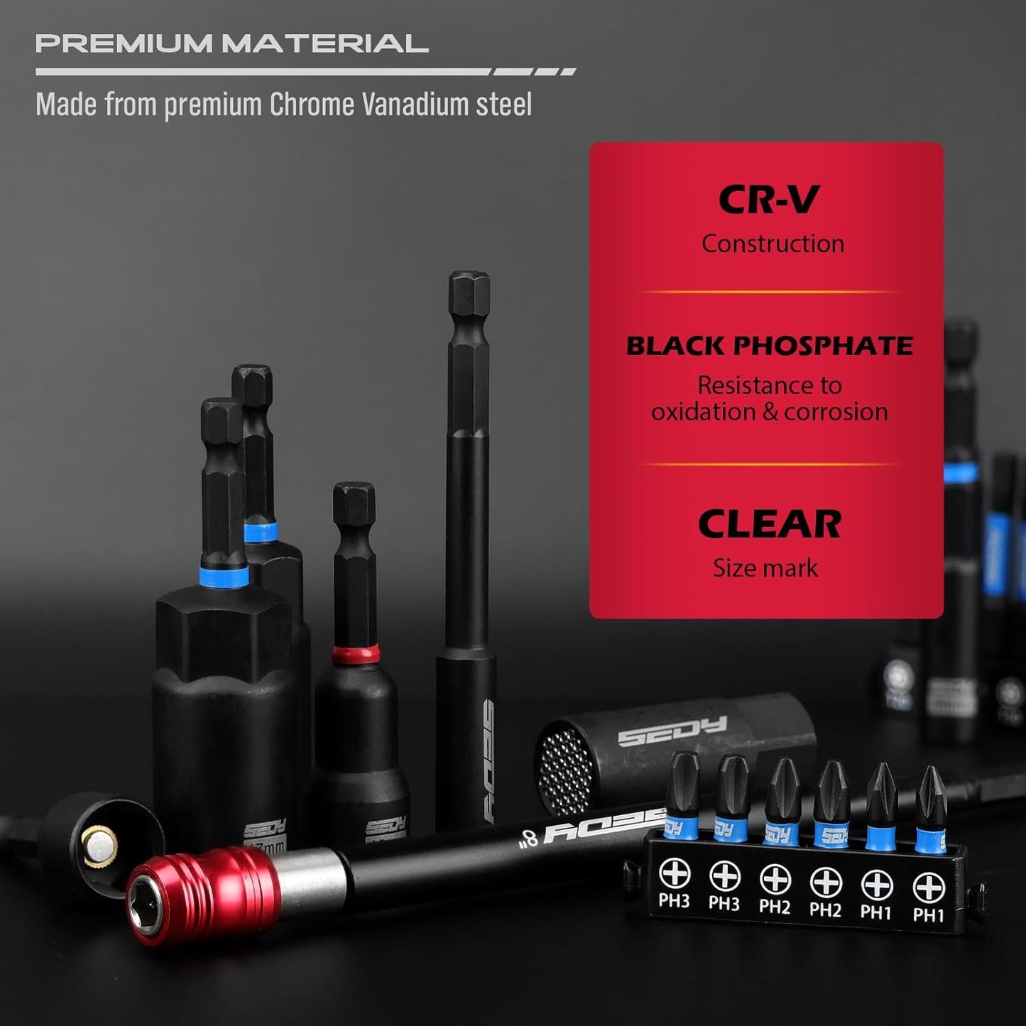 80-Piece Premium Magnetic Impact Nut Driver Set Metric & SAE with Sock