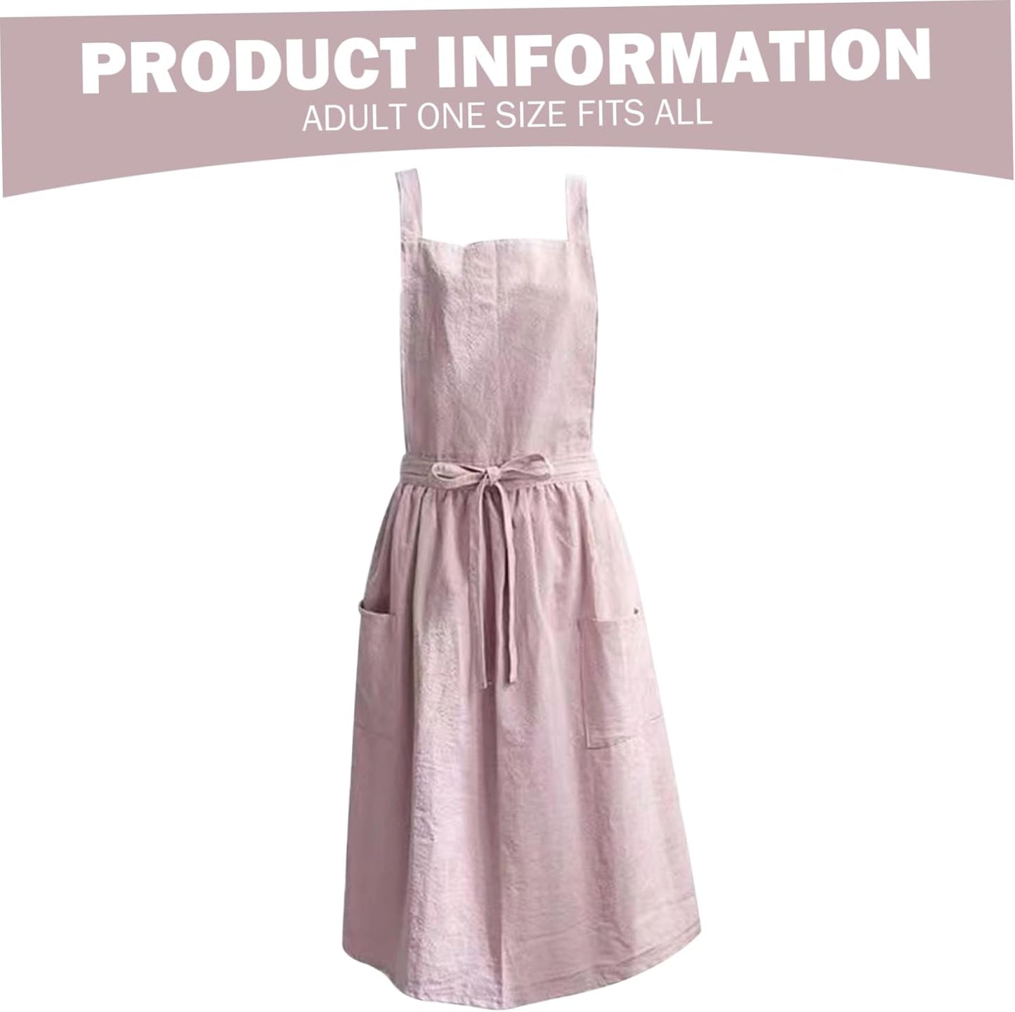 Cotton Cross-Back Garden Apron with Pockets Cute Work Apron for Restaurant & Flower Shop
