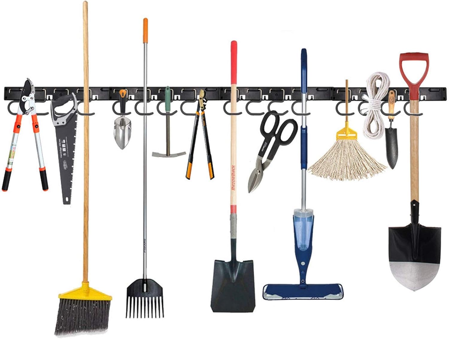 Twinkle Star Garage Tool Organizer Wall Mount, Mop Broom Holder, Wall 