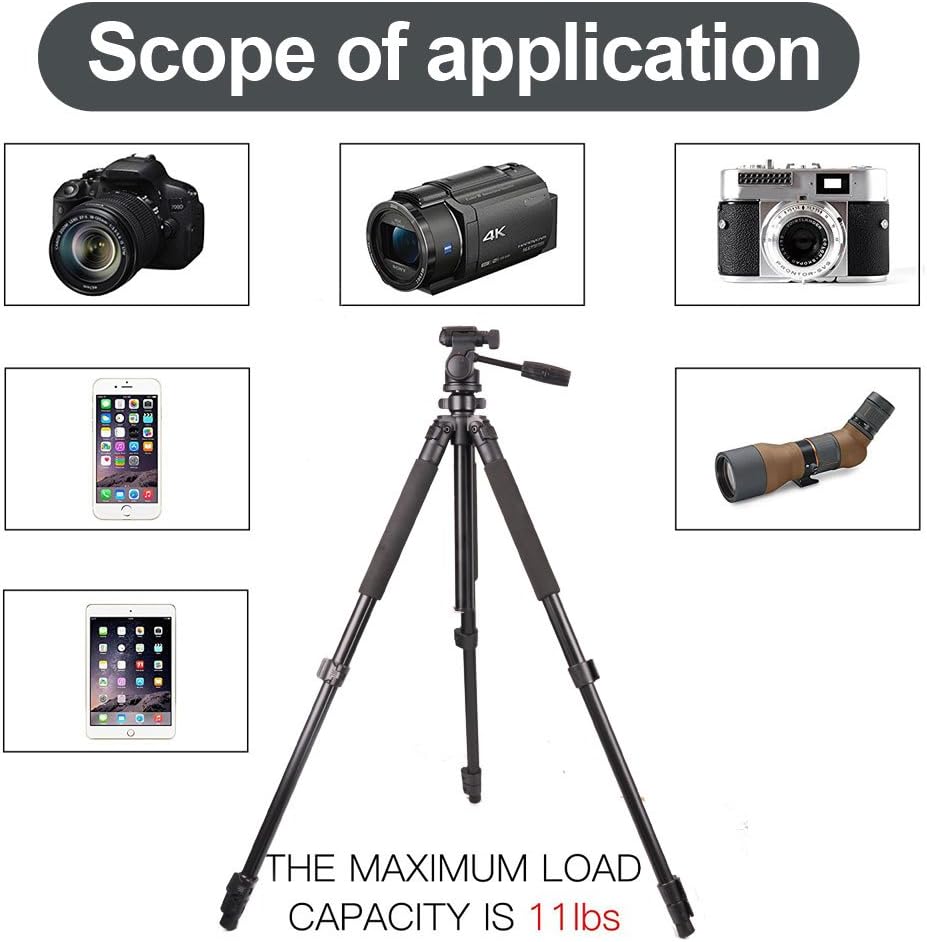 Gosky Tripod -Travel Portable Tripod for Spotting scopes, Binoculars, camcorders, or SLR Cameras (Pro (61-inch))