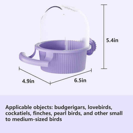 Bird Feeder for Cage – No Mess Feeder & Water Dispenser, Easy to Install and Clean, Semi-Enclosed Design Prevents Splashing