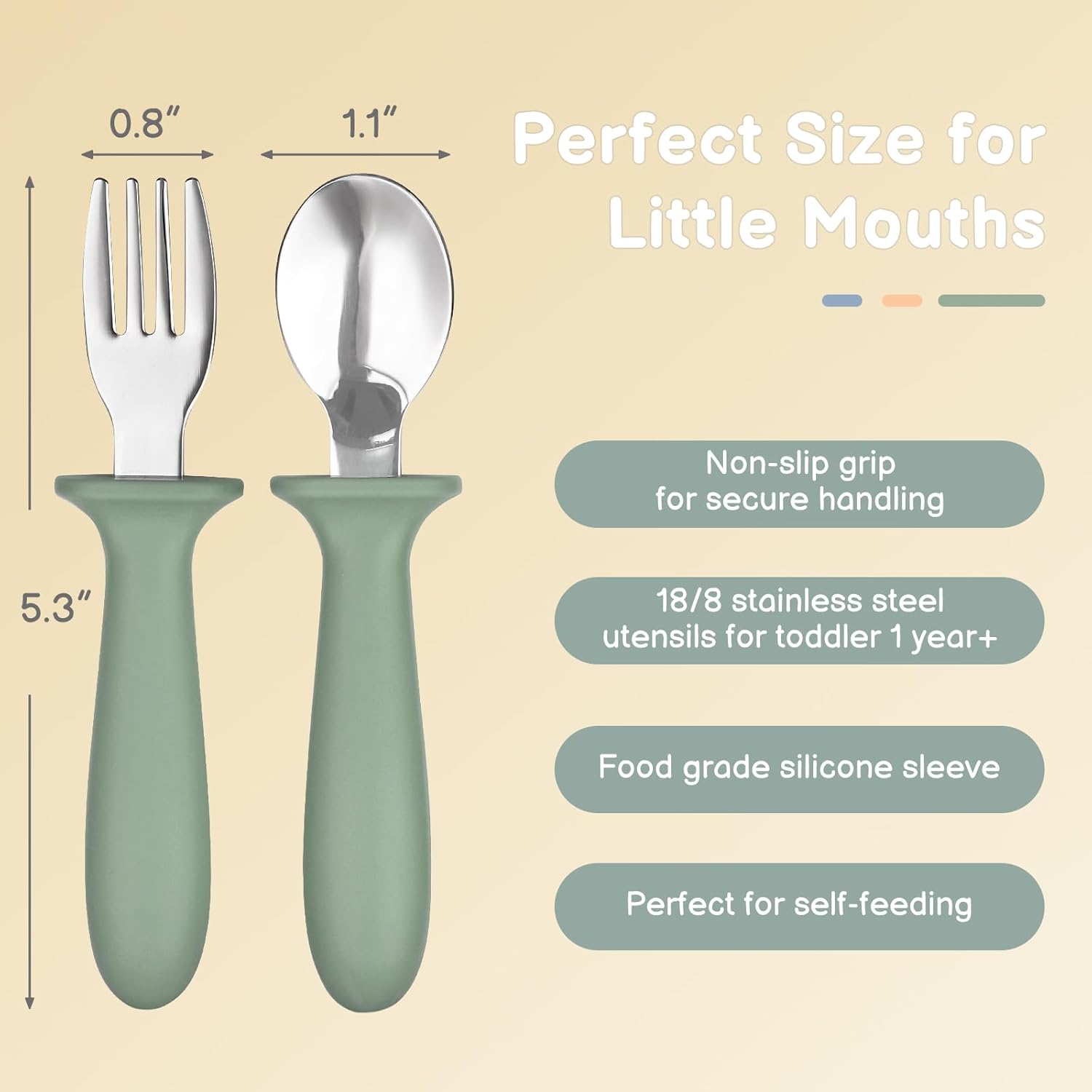Toddler Utensils, 6 Pack kids Silverware Set with Silicone Handle, 18/