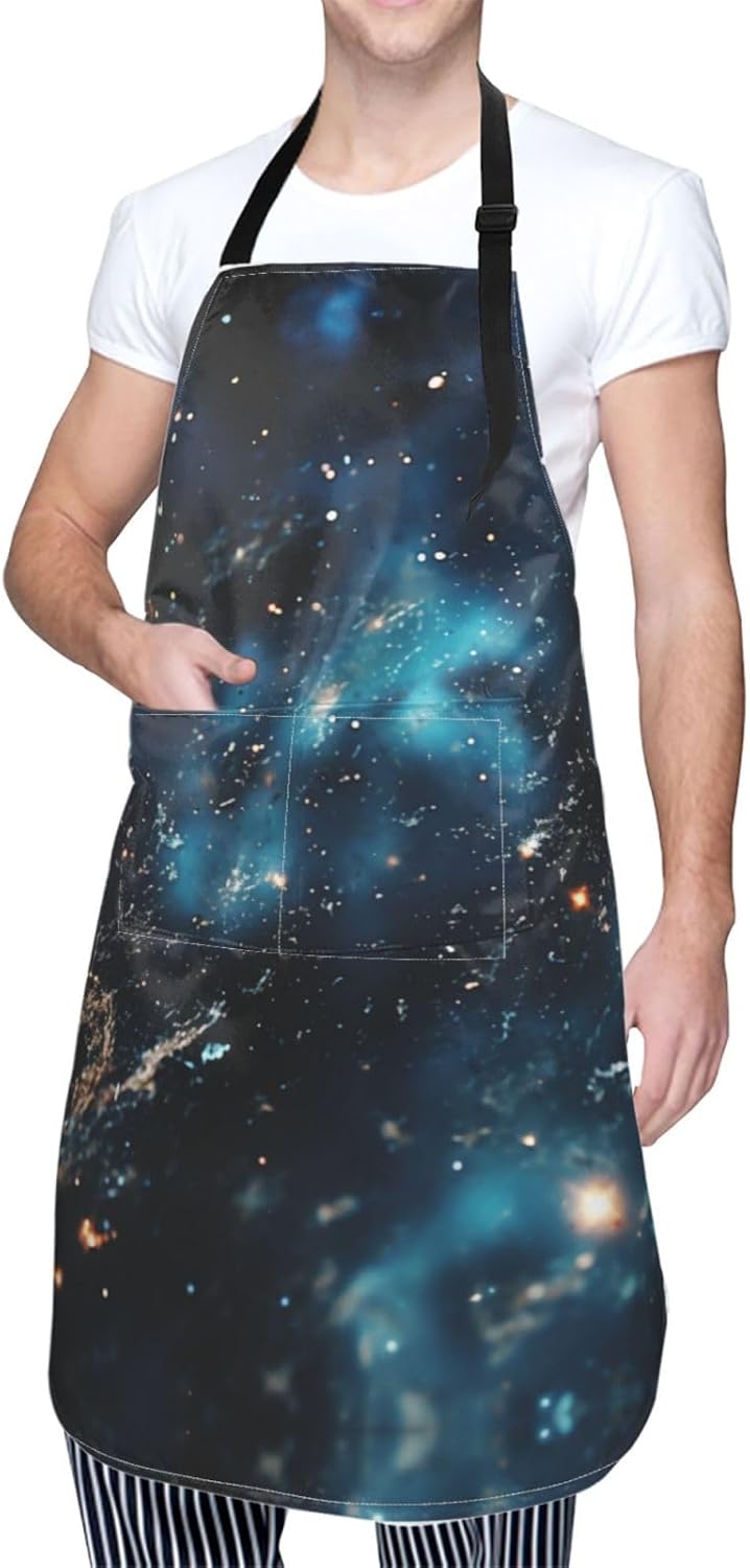 Galaxy Sky print Waterproof apron with pocket adjustable cooking apron for adult kitchen bibs to bake