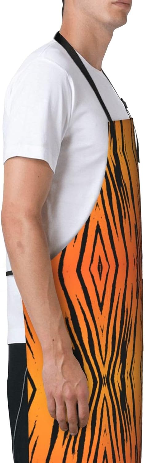 Tiger Stripe print Waterproof apron with pocket adjustable cooking apron for adult kitchen bibs to bake