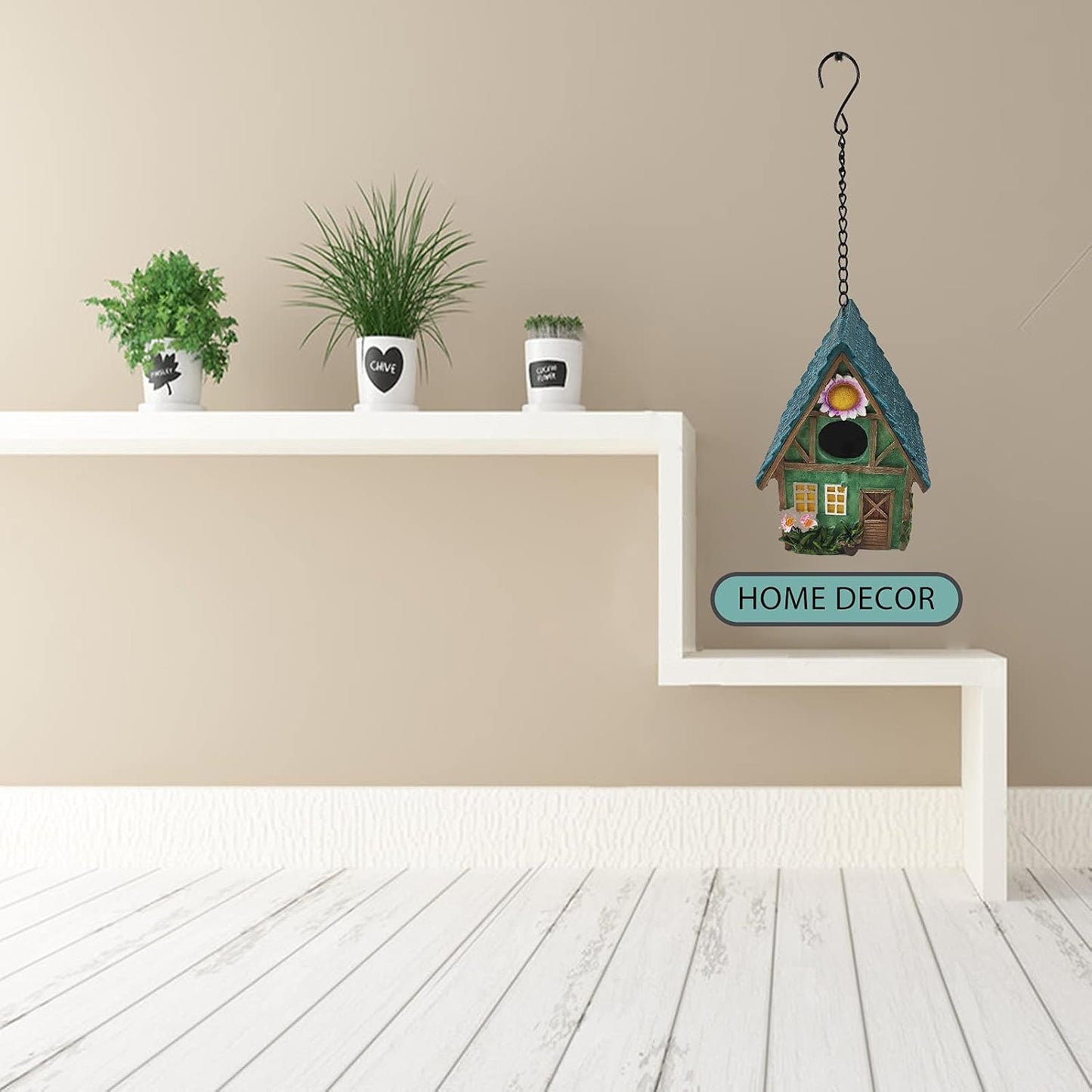 Bird House Indoor Outdoor for Hummingbird, Bluebird, Swallow, Wren, Robin - Small Houses Gifts for Bird Lovers
