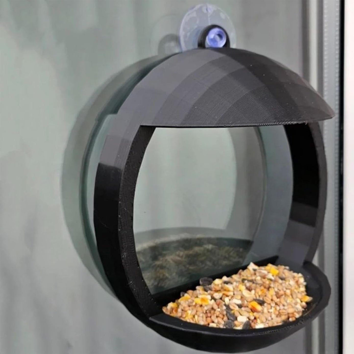 3D Printed Bird Feeder, Window Bird Feeding Station, 6x5 Inches Feeder with Strong Suction Cup, Birds Feeders, Transparent Feeders with Easy Mount, Birding Supplies for Patio and Home
