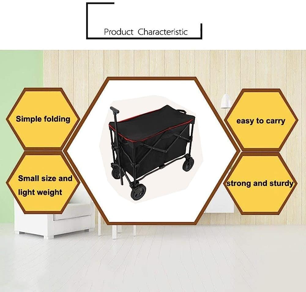 Handcart, Folding Portable Garden Trolley Cart Heavy Duty Wagon, Multifunction Shopping Cart for Outdoor/Camping/Fishing/Mall Cargo Carry Trolley, Load: 100Kg
