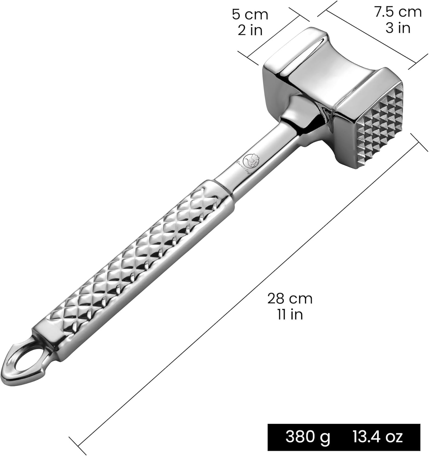 Stainless Steel Meat Tenderizer Tool, Premium Meat Mallet with Non-Sli