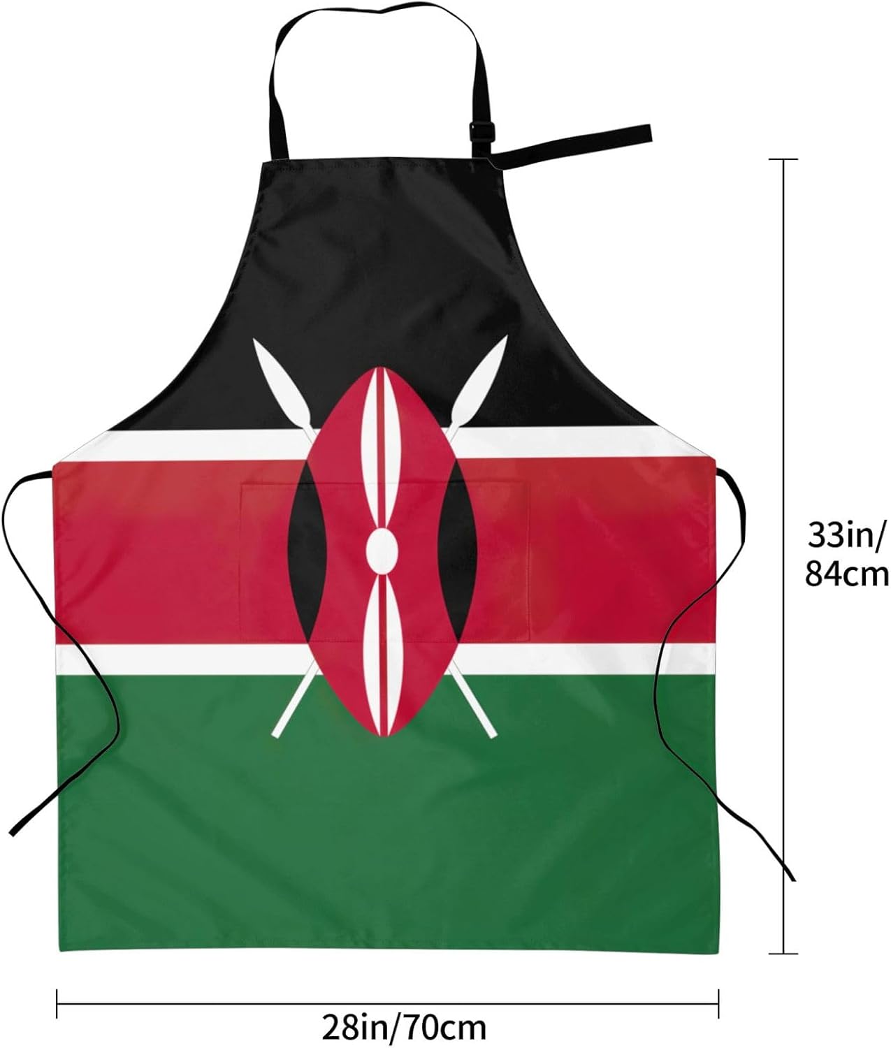 Flag of Kenya print Waterproof chef's apron with pocket apron for kitchen cooking baking barbecue and gardening