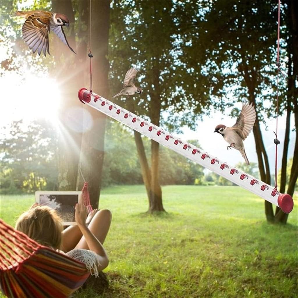 Hummingbird Feeder with Hole Birds Feeding Hanging Transparent Pipe Easy to Use Patio Garden Yard Outdoor Decor (Color : Clear Size : 40cm) (Clear 50cm)