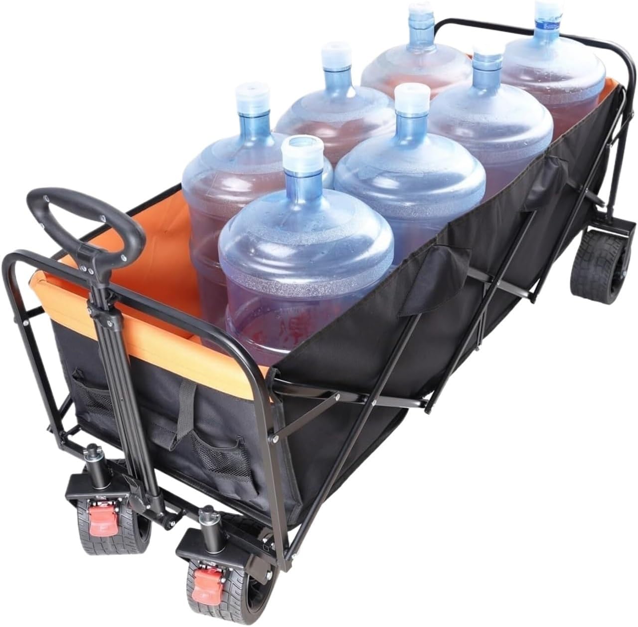 Extra Long Extender Folding Wagon, Beach Wagon for Sand with Big Wheel