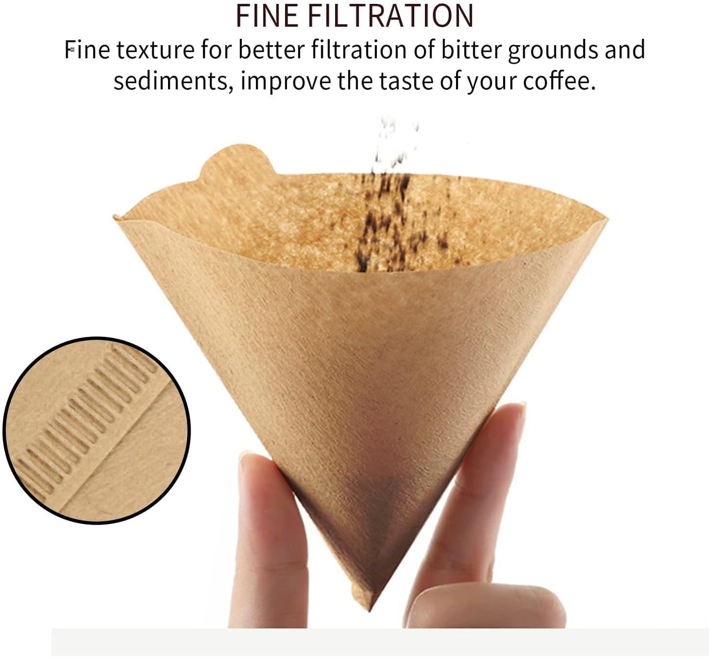 Clinuse Cone Coffee Filters #2, 200 Count Unbleached Size 02 Coffee Filter, Disposable Natural Paper Filters 2-4 Cup, 02 Cone Filters for Pour Over and Drip Coffee Maker