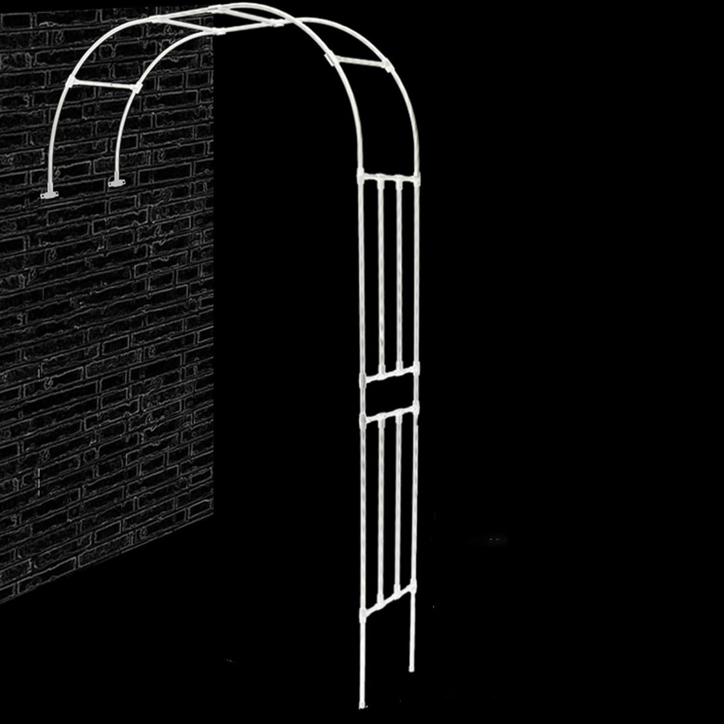 White Metal Garden Arch Trellis for Climbing Plants, Light Duty Half Arch Arbor Backdrop Stand for Roses & Vines, Outdoor Pergola, 150x240cm