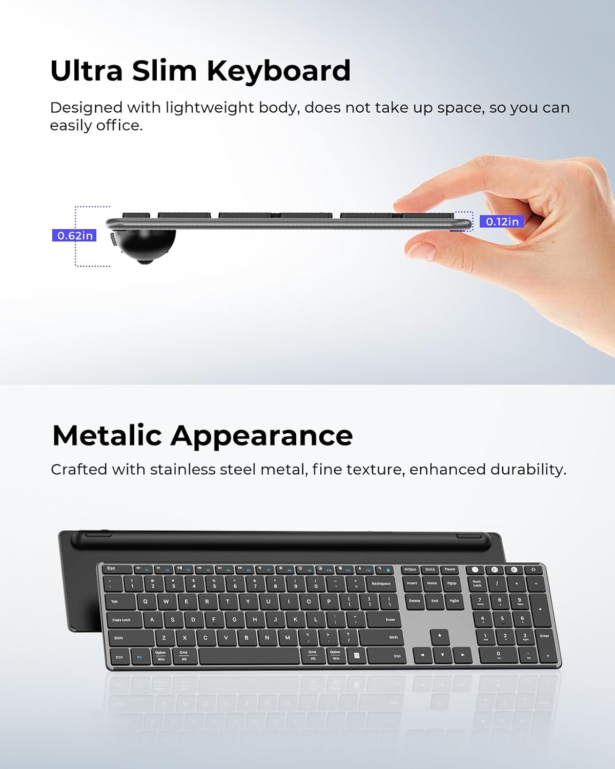 seenda Wireless Bluetooth Keyboard and Mouse Combo, SKM64-3 Rechargeab