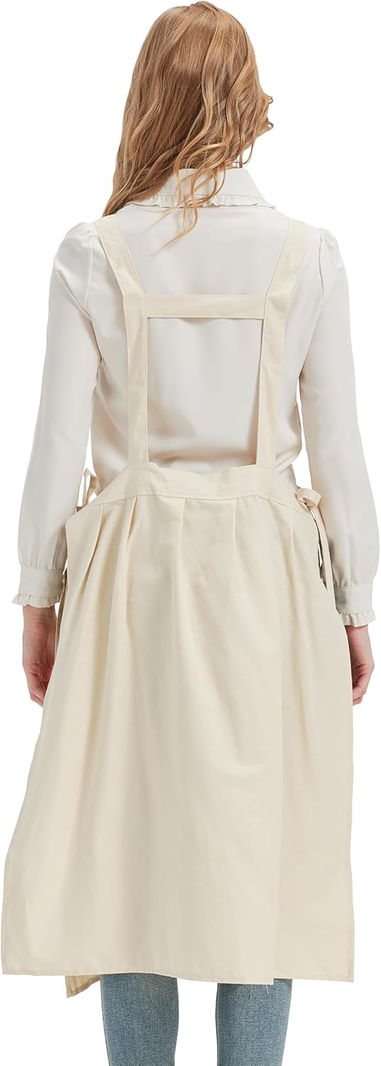 Nanxson Cotton Apron Pinafore Dress Women with Pockets Split Waterdrop