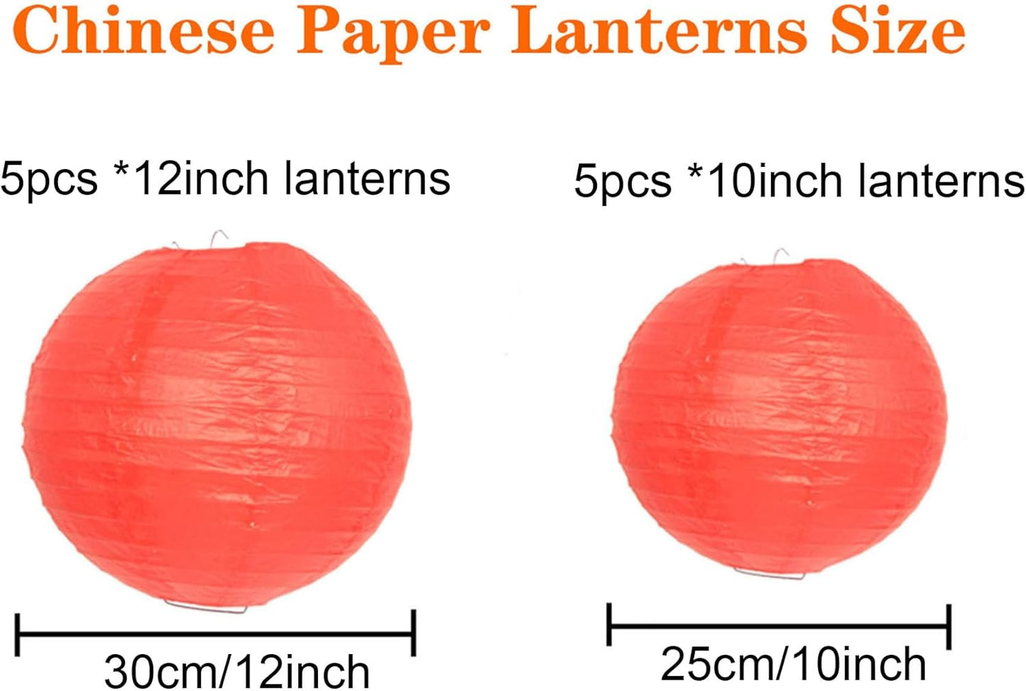 NUHUABD10pcs Paper Lanterns (5x12",5x10") 2026 Chinese New Year Decora